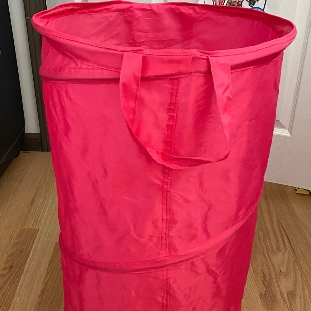 Bright Pink Collapsible Laundry Hamper Fold Up